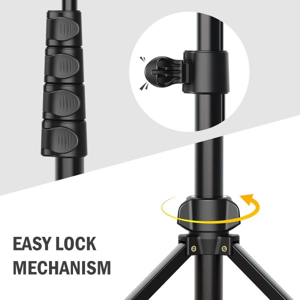 64” Tripod for Cell Phone & Camera, Phone Tripod with Remote and Phone Holder, Sturdy & Stable Height Adjustable Multi-Angle Shot Selfie Stick Tripod for Video Recording - Image 5