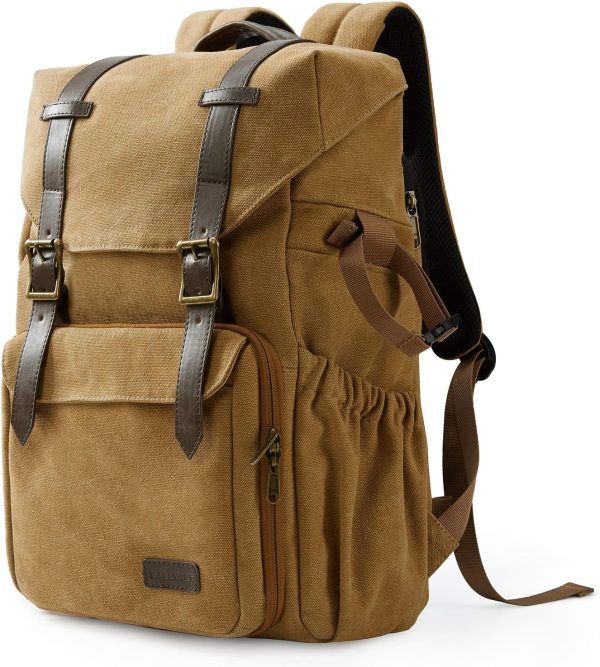 BAGSMART Camera Backpack, DSLR Camera Bag, Waterproof Camera Bag Backpack for Photographers, Fit up to 15" Laptop with Rain Cover and Tripod Holder, Khaki