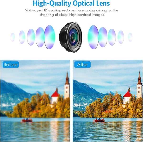 Criacr Phone Camera Lens, 0.4X Wide Angle Lens, 180 Fisheye and 10X Macro Screwed Together, Clip on Cell Phone Compatible with iPhone, Smartphones - Image 2