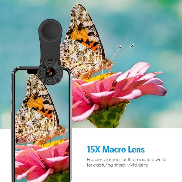 Criacr Phone Camera Lens, 0.4X Wide Angle Lens, 180 Fisheye and 10X Macro Screwed Together, Clip on Cell Phone Compatible with iPhone, Smartphones - Image 4