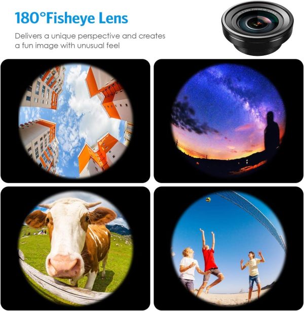 Criacr Phone Camera Lens, 0.4X Wide Angle Lens, 180 Fisheye and 10X Macro Screwed Together, Clip on Cell Phone Compatible with iPhone, Smartphones - Image 5