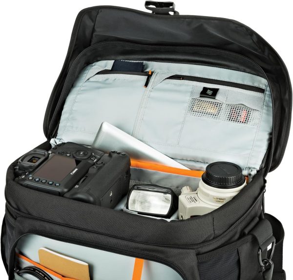Lowepro LP37142, Nova 200 AW II Messenger Case, Camera Bag, Customizable, Portable, Fits 1-2 Pro DSLR with attached 24-105mm, Compact Drone, 3-5 Additional Lenses, Flash, Black - Image 4