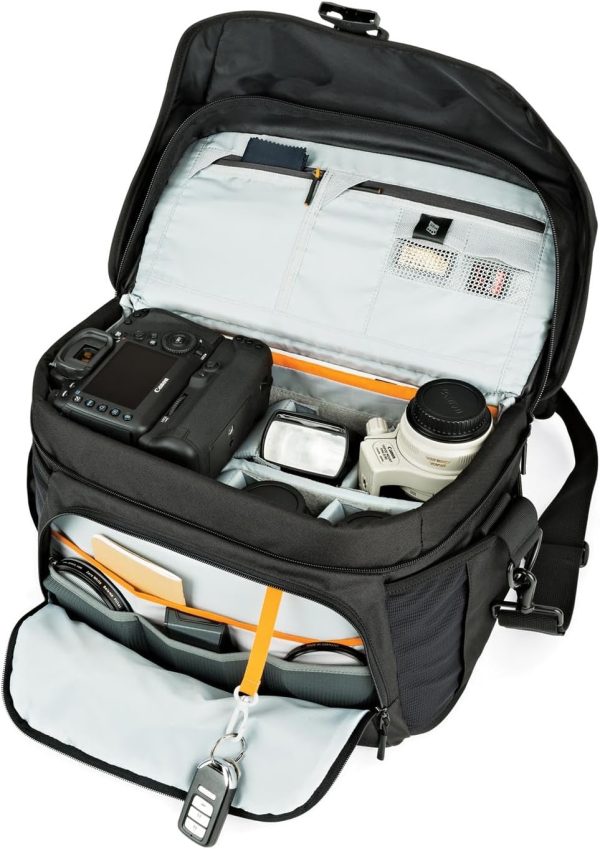 Lowepro LP37142, Nova 200 AW II Messenger Case, Camera Bag, Customizable, Portable, Fits 1-2 Pro DSLR with attached 24-105mm, Compact Drone, 3-5 Additional Lenses, Flash, Black - Image 5